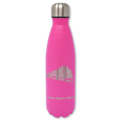 LaserGram Double Wall Water Bottle, Freight Train, Personalized Engraving Included