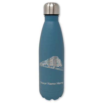 LaserGram Double Wall Water Bottle, Freight Train, Personalized Engraving Included