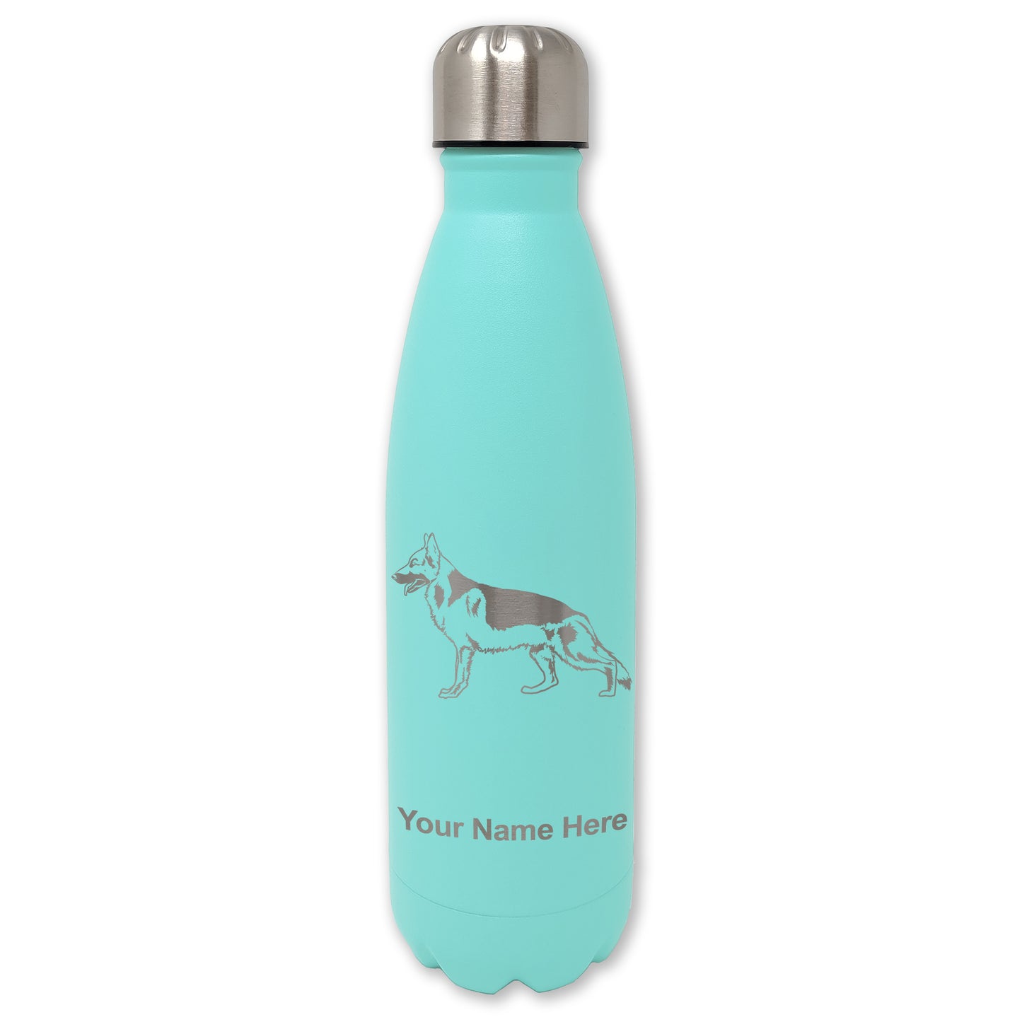 LaserGram Double Wall Water Bottle, German Shepherd Dog, Personalized Engraving Included