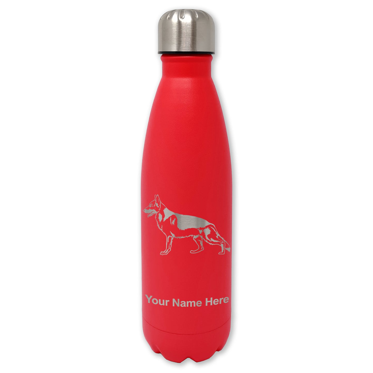 LaserGram Double Wall Water Bottle, German Shepherd Dog, Personalized Engraving Included
