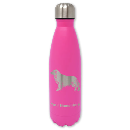 LaserGram Double Wall Water Bottle, Golden Retriever Dog, Personalized Engraving Included
