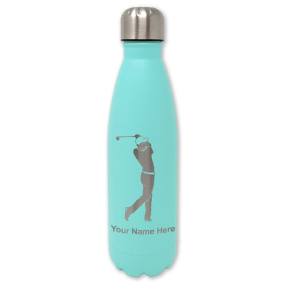 LaserGram Double Wall Water Bottle, Golfer Golfing, Personalized Engraving Included