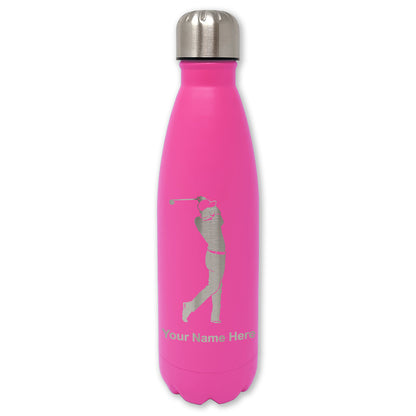 LaserGram Double Wall Water Bottle, Golfer Golfing, Personalized Engraving Included