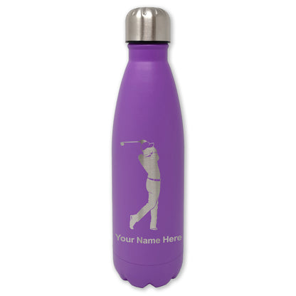 LaserGram Double Wall Water Bottle, Golfer Golfing, Personalized Engraving Included