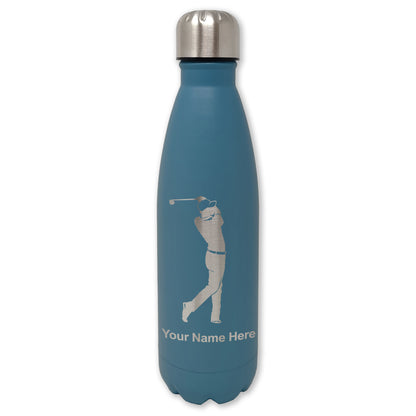 LaserGram Double Wall Water Bottle, Golfer Golfing, Personalized Engraving Included