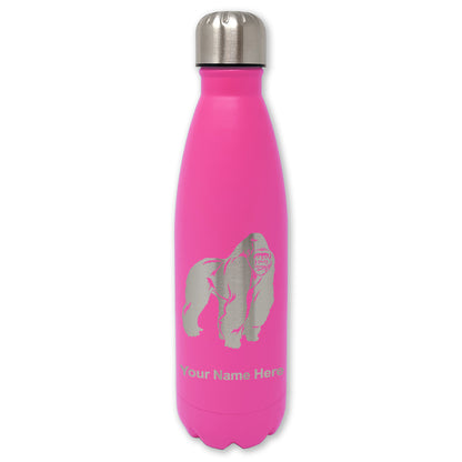 LaserGram Double Wall Water Bottle, Gorilla, Personalized Engraving Included