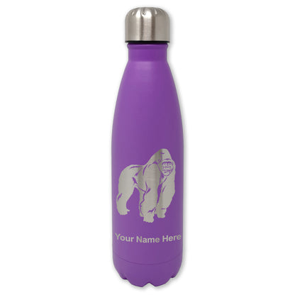 LaserGram Double Wall Water Bottle, Gorilla, Personalized Engraving Included