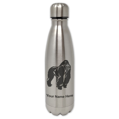 LaserGram Double Wall Water Bottle, Gorilla, Personalized Engraving Included