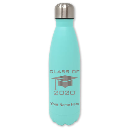 LaserGram Double Wall Water Bottle, Grad Cap Class of 2020, 2021, 2022, 2023, 2024, 2025, Personalized Engraving Included