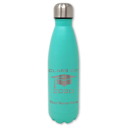 LaserGram Double Wall Water Bottle, Grad Cap Class of 2020, 2021, 2022, 2023, 2024, 2025, Personalized Engraving Included