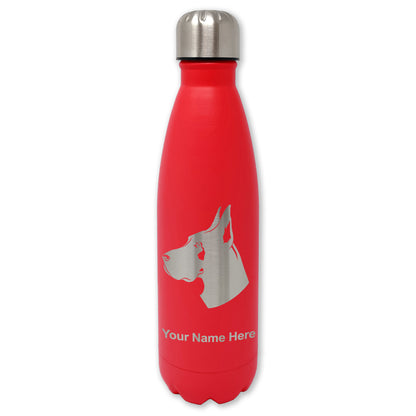 LaserGram Double Wall Water Bottle, Great Dane Dog, Personalized Engraving Included