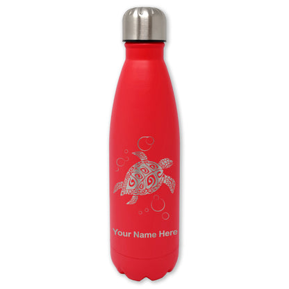 LaserGram Double Wall Water Bottle, Hawaiian Sea Turtle, Personalized Engraving Included