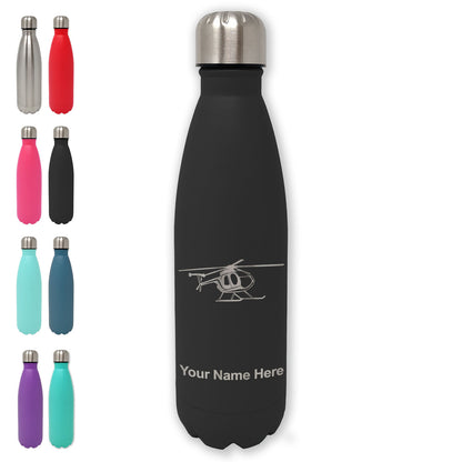 LaserGram Double Wall Water Bottle, Helicopter 1, Personalized Engraving Included
