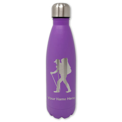 LaserGram Double Wall Water Bottle, Hiker Man, Personalized Engraving Included