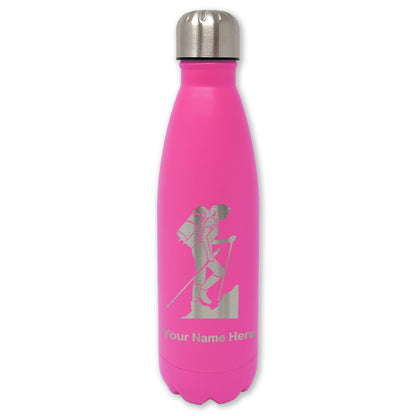 LaserGram Double Wall Water Bottle, Hiker Woman, Personalized Engraving Included