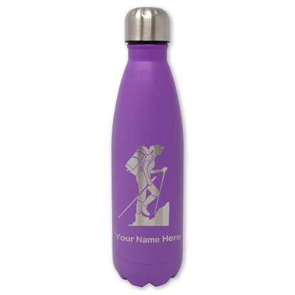 LaserGram Double Wall Water Bottle, Hiker Woman, Personalized Engraving Included