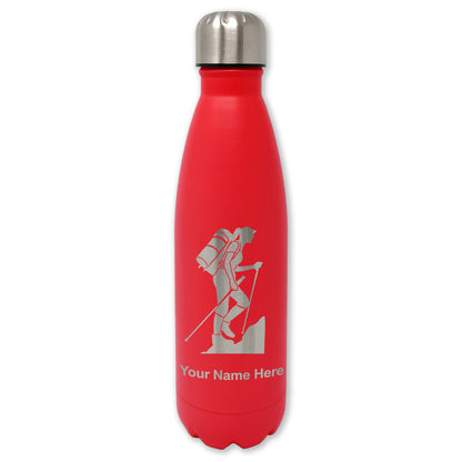 LaserGram Double Wall Water Bottle, Hiker Woman, Personalized Engraving Included