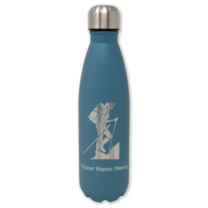 LaserGram Double Wall Water Bottle, Hiker Woman, Personalized Engraving Included