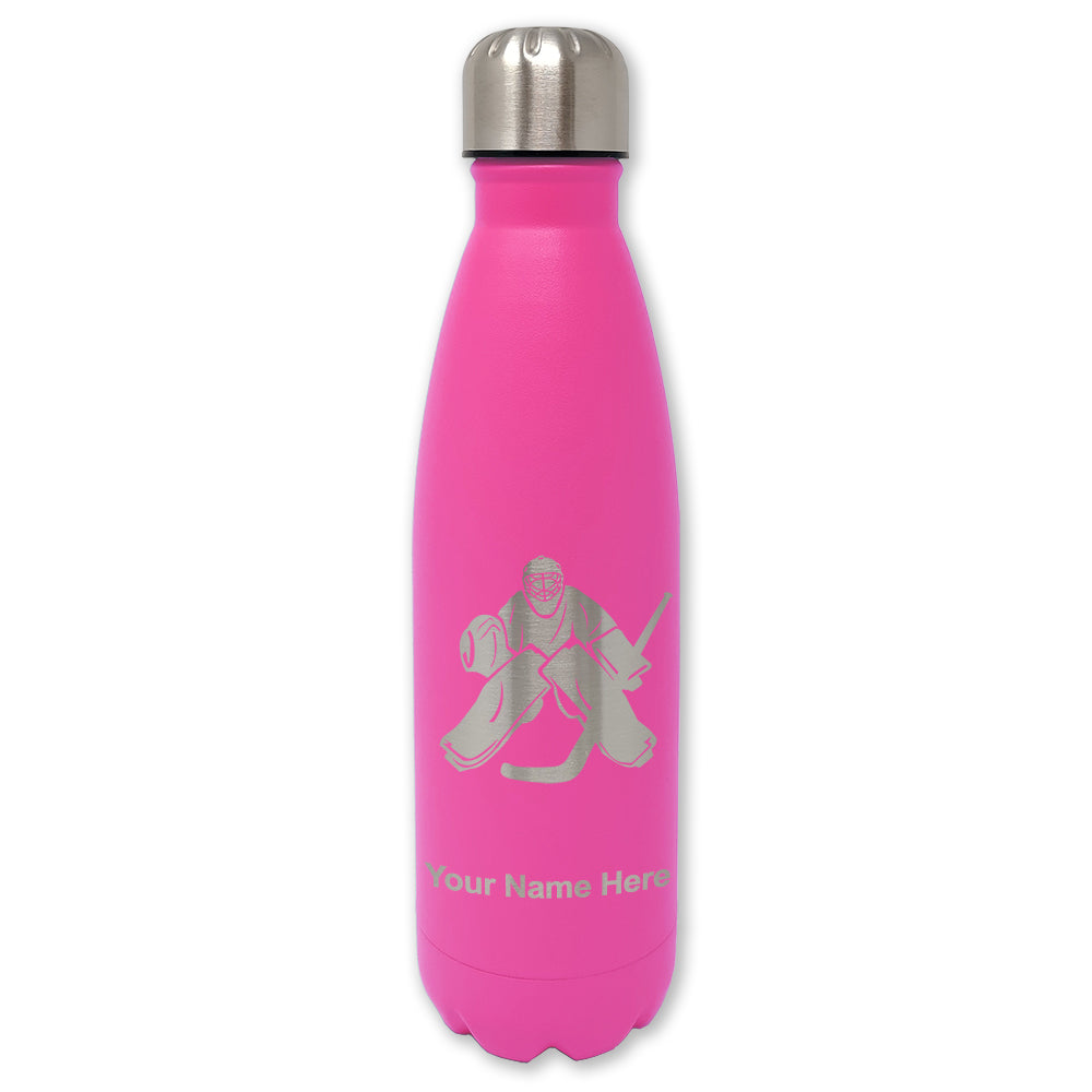 LaserGram Double Wall Water Bottle, Hockey Goalie, Personalized Engraving Included