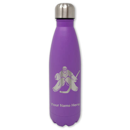 LaserGram Double Wall Water Bottle, Hockey Goalie, Personalized Engraving Included