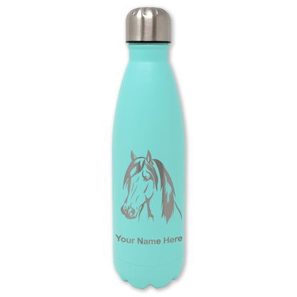 LaserGram Double Wall Water Bottle, Horse Head 1, Personalized Engraving Included