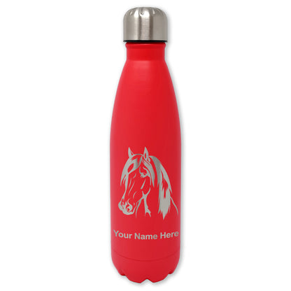 LaserGram Double Wall Water Bottle, Horse Head 1, Personalized Engraving Included