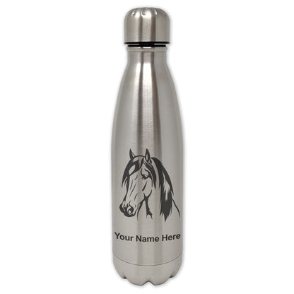 LaserGram Double Wall Water Bottle, Horse Head 1, Personalized Engraving Included