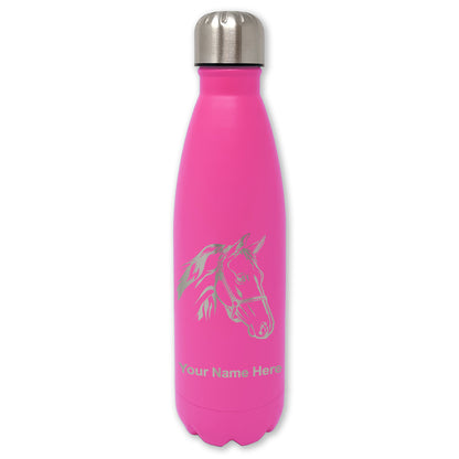 LaserGram Double Wall Water Bottle, Horse Head 2, Personalized Engraving Included