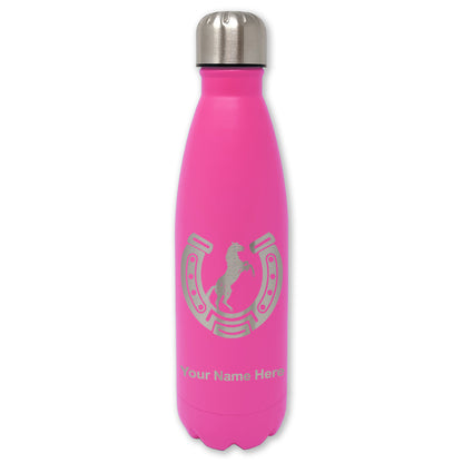 LaserGram Double Wall Water Bottle, Horseshoe with Horse, Personalized Engraving Included