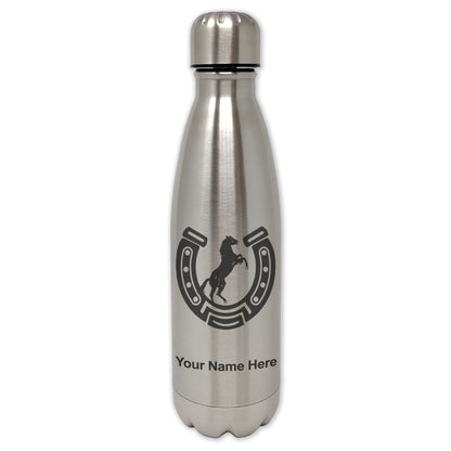 LaserGram Double Wall Water Bottle, Horseshoe with Horse, Personalized Engraving Included
