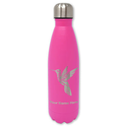LaserGram Double Wall Water Bottle, Hummingbird, Personalized Engraving Included