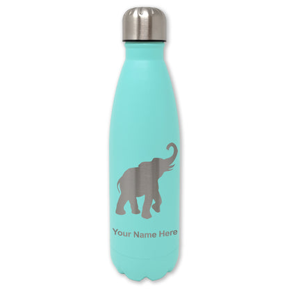 LaserGram Double Wall Water Bottle, Indian Elephant, Personalized Engraving Included