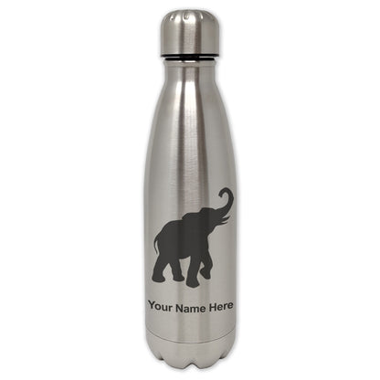 LaserGram Double Wall Water Bottle, Indian Elephant, Personalized Engraving Included