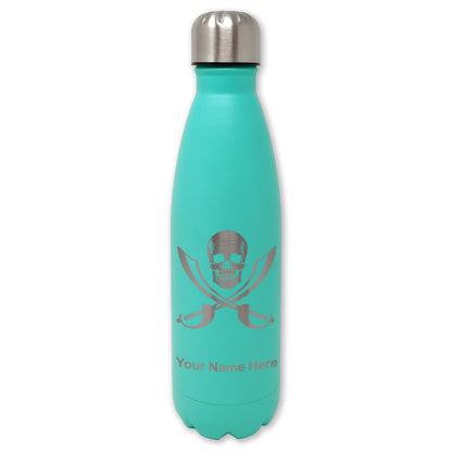 LaserGram Double Wall Water Bottle, Jolly Roger, Personalized Engraving Included
