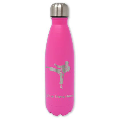 LaserGram Double Wall Water Bottle, Karate Man, Personalized Engraving Included