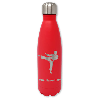 LaserGram Double Wall Water Bottle, Karate Man, Personalized Engraving Included