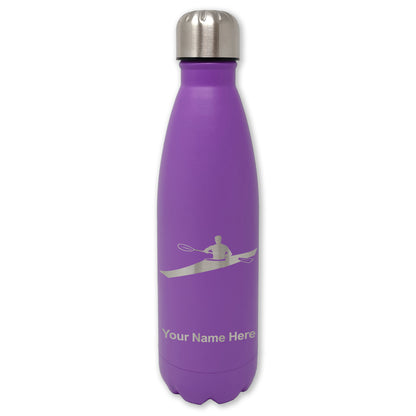 LaserGram Double Wall Water Bottle, Kayak Man, Personalized Engraving Included