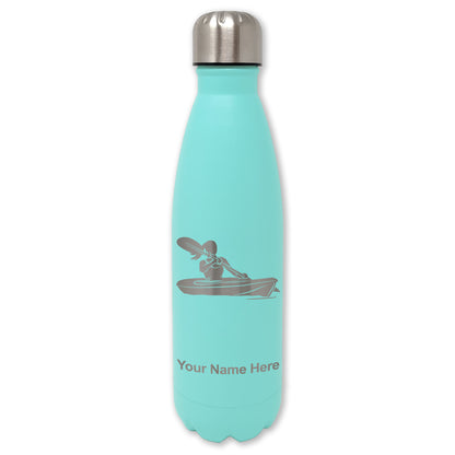 LaserGram Double Wall Water Bottle, Kayak Woman, Personalized Engraving Included