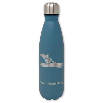 LaserGram Double Wall Water Bottle, Kayak Woman, Personalized Engraving Included
