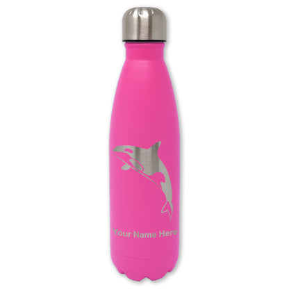 LaserGram Double Wall Water Bottle, Killer Whale, Personalized Engraving Included