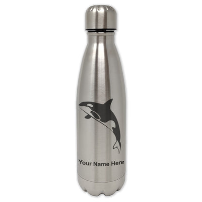LaserGram Double Wall Water Bottle, Killer Whale, Personalized Engraving Included