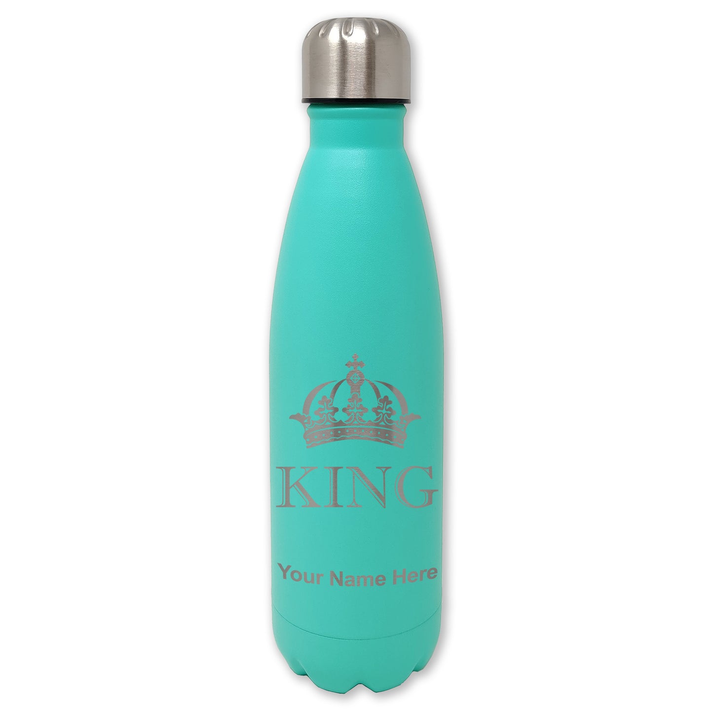 LaserGram Double Wall Water Bottle, King Crown, Personalized Engraving Included