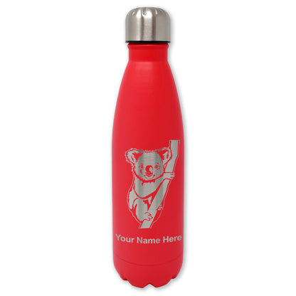 LaserGram Double Wall Water Bottle, Koala Bear, Personalized Engraving Included