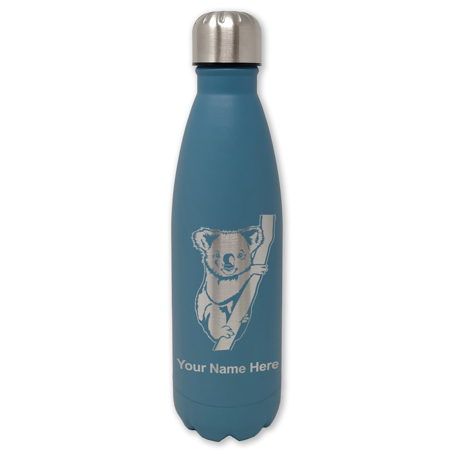 LaserGram Double Wall Water Bottle, Koala Bear, Personalized Engraving Included