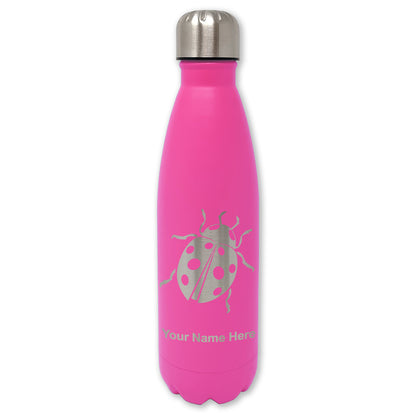 LaserGram Double Wall Water Bottle, Ladybug, Personalized Engraving Included