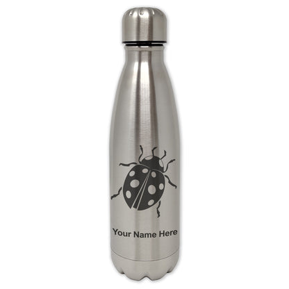 LaserGram Double Wall Water Bottle, Ladybug, Personalized Engraving Included