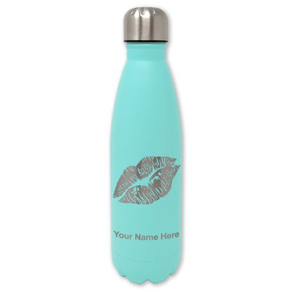 LaserGram Double Wall Water Bottle, Lipstick Kiss, Personalized Engraving Included