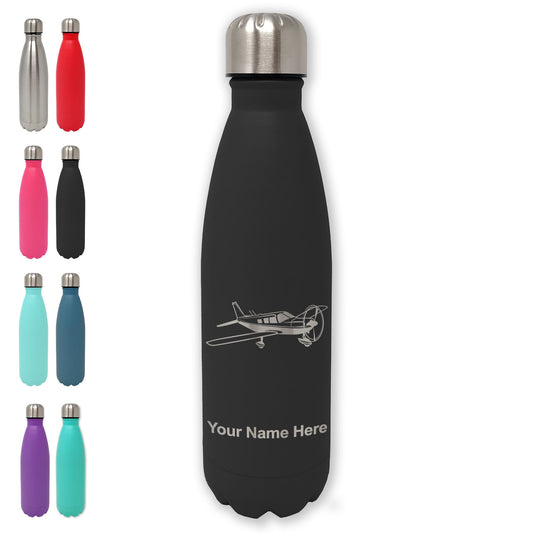 LaserGram Double Wall Water Bottle, Low Wing Airplane, Personalized Engraving Included