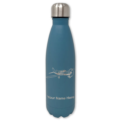 LaserGram Double Wall Water Bottle, Low Wing Airplane, Personalized Engraving Included