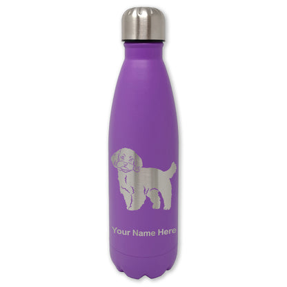 LaserGram Double Wall Water Bottle, Maltese Dog, Personalized Engraving Included